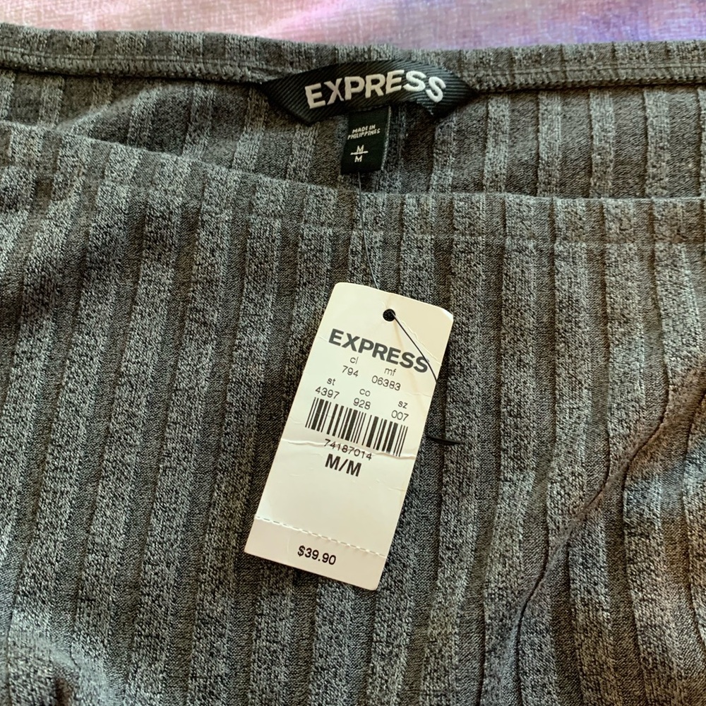 Express Gray Ribbed Dress - Picture 4 of 6